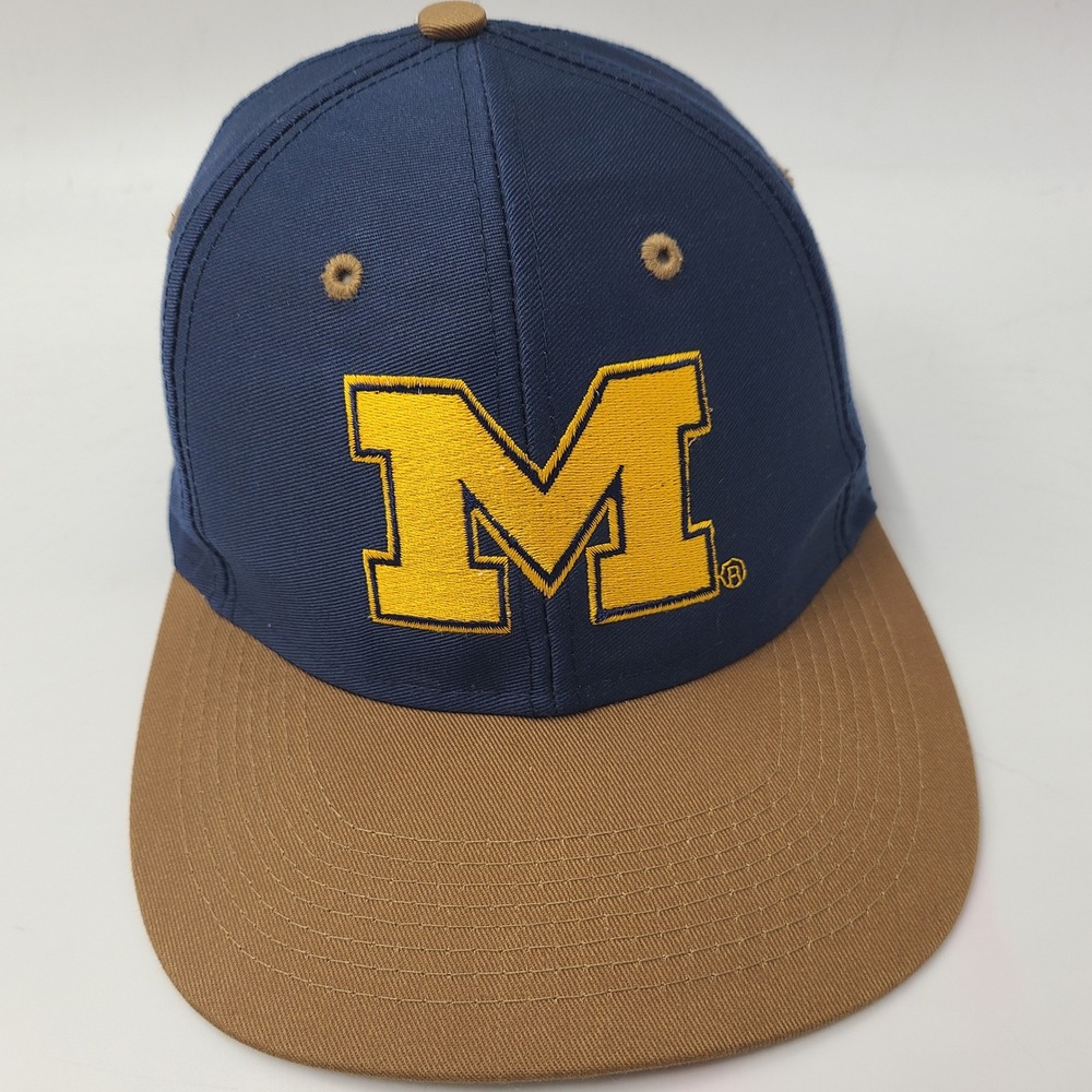 Vintage Michigan‎ Wolverines Hat Snapback Logo 7 Blue Brown NCAA University Men